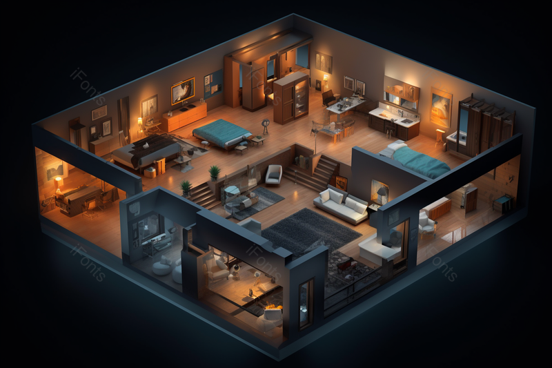 自动化照明室内布局效果图内部结构展示三维效果图室内装修图地产广告,高清,摄影图,摄影图片,图片大全,摄影图免费下载